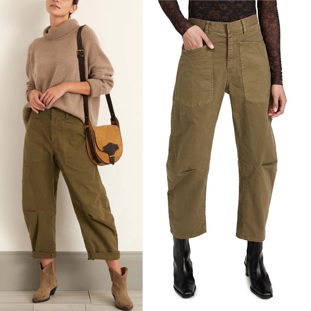 NWT Nili Lotan Shon Curved Leg Cargo Pants Trousers Uniform Green 4 Medium